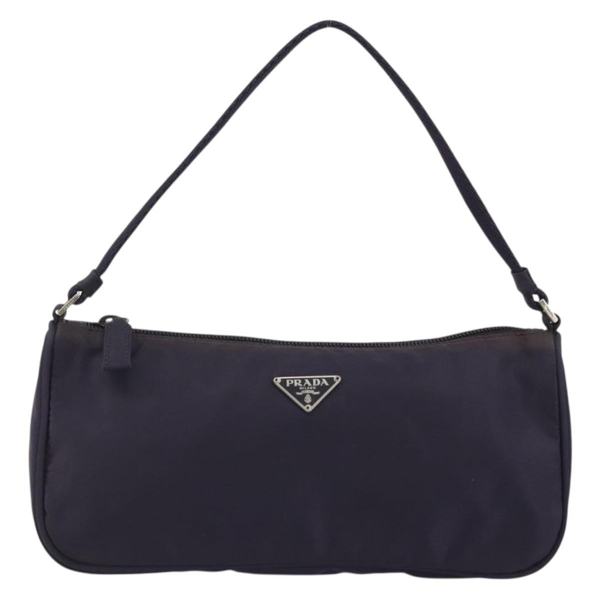 Prada PRADA Pouch Hand Bag Nylon Purple Silver Authentic 175303