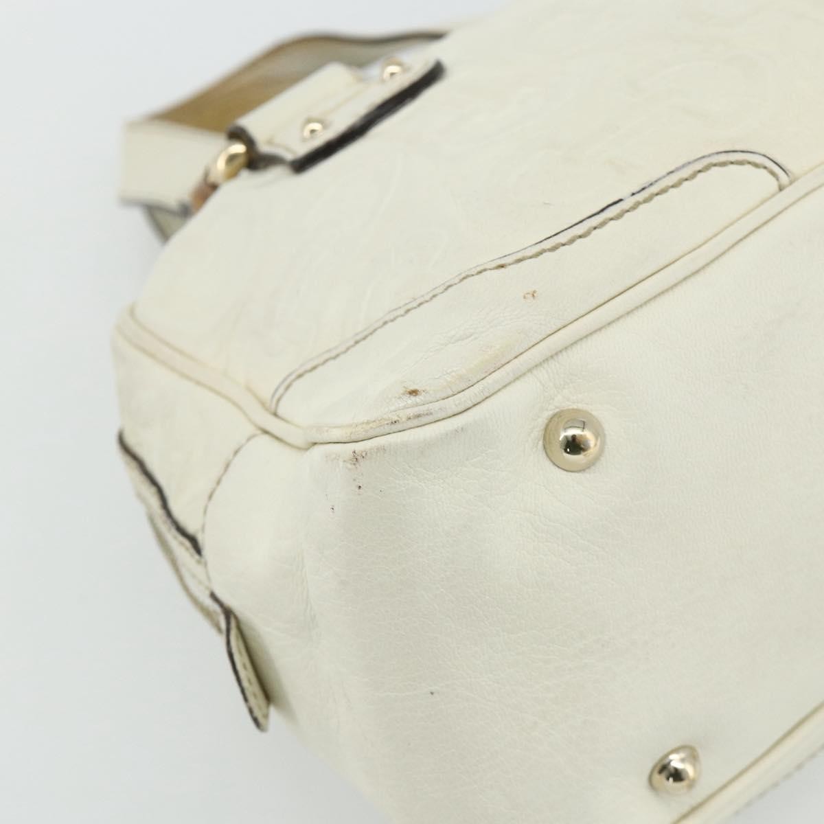 Gucci GUCCI Bamboo Boston Bag Leather White Gold 154376 Authentic ep14116