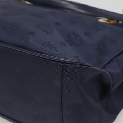 MCM MCM Logogram Vicetos Shoulder Bag Nylon Navy Gold Authentic 127085