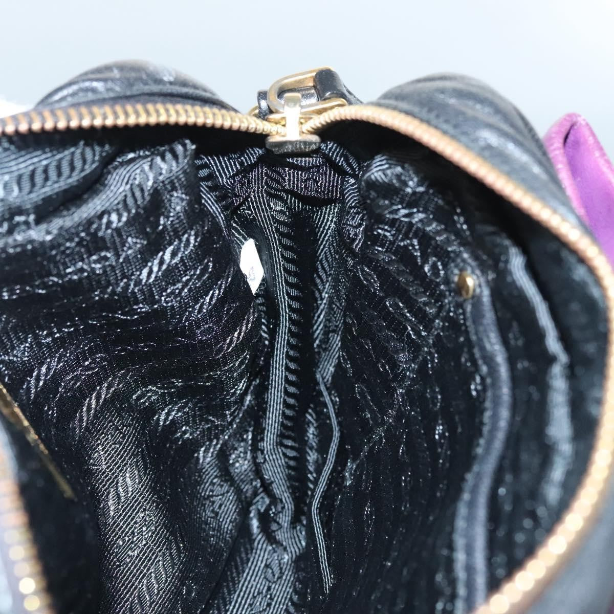 Prada PRADA ribbon Shoulder Bag Leather Purple Gold Authentic 116078