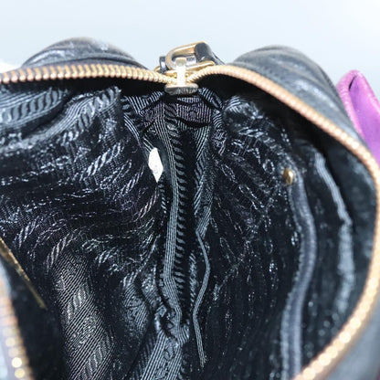 Prada PRADA ribbon Shoulder Bag Leather Purple Gold Authentic 116078