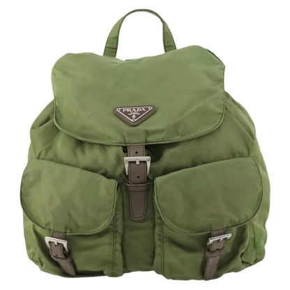 Prada PRADA Backpack Nylon Khaki Silver Authentic 148291 Bag