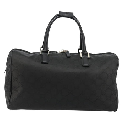Gucci GUCCI GG Supreme Boston Bag PVC Black Silver Authentic ep14143