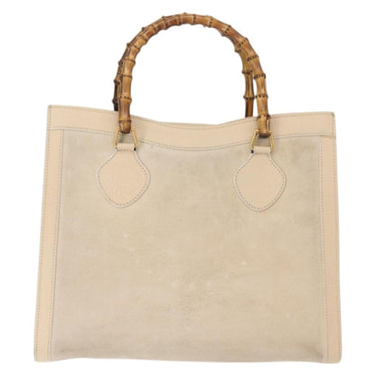 Gucci GUCCI Bamboo Hand Bag Suede Light Beige Gold 002 2853 0260 0 Authentic am9506