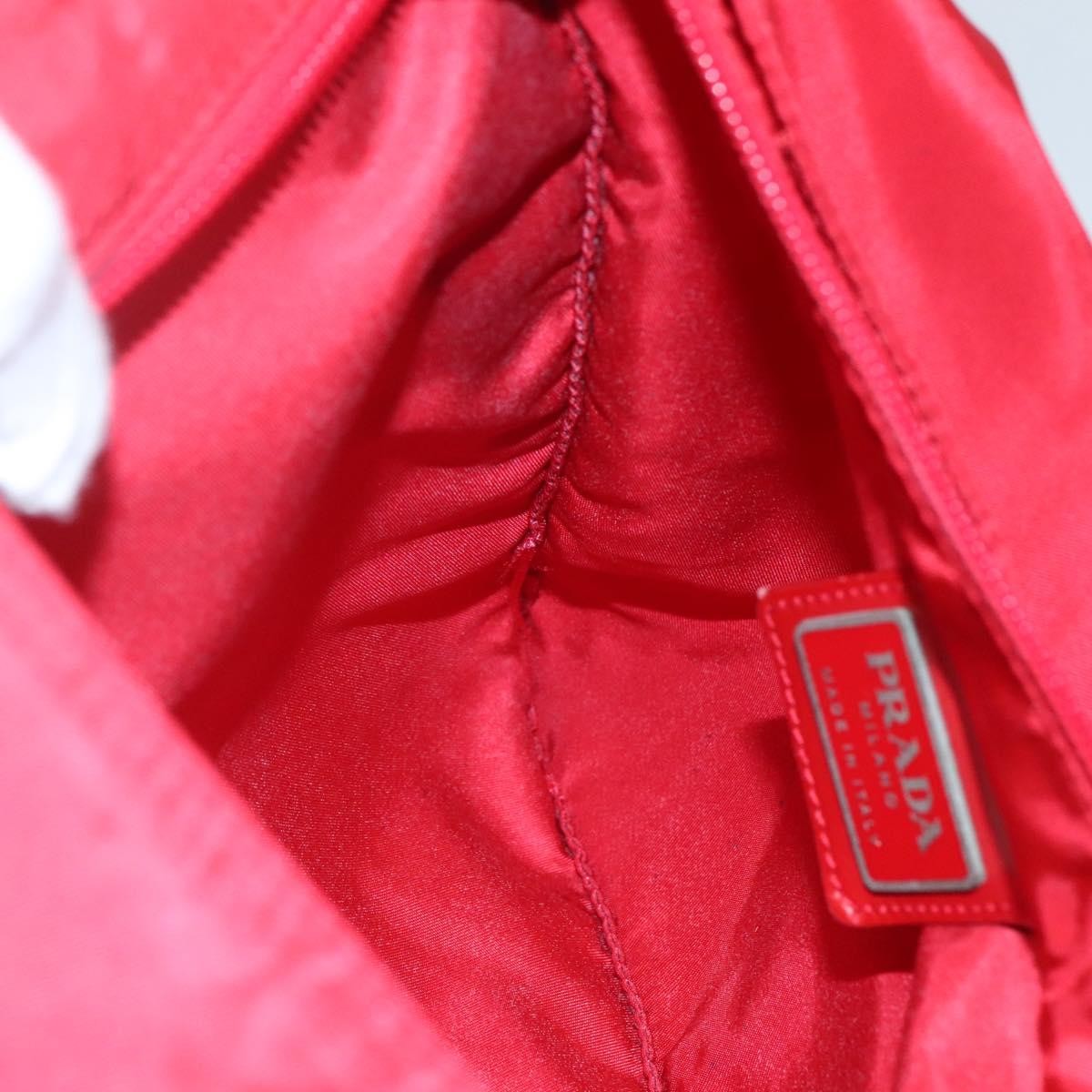 Prada PRADA Shoulder Bag Nylon Red Silver Authentic 101081