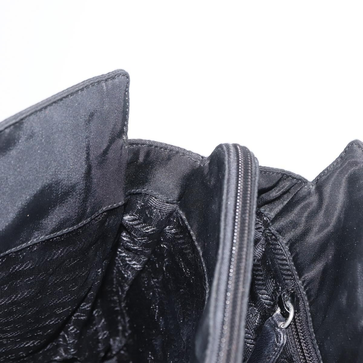 Prada PRADA Chain Shoulder Bag Nylon Black Silver Authentic 153059