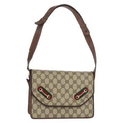 Gucci GUCCI GG Supreme Web Sherry Line Shoulder Bag PVC Leather Beige Gold Authentic 100377