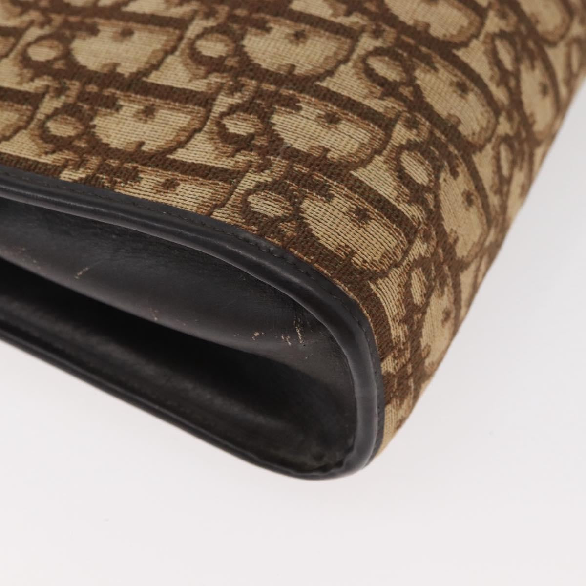 Dior Christian Dior Trotter Canvas Shoulder Bag Brown Gold Authentic 178153