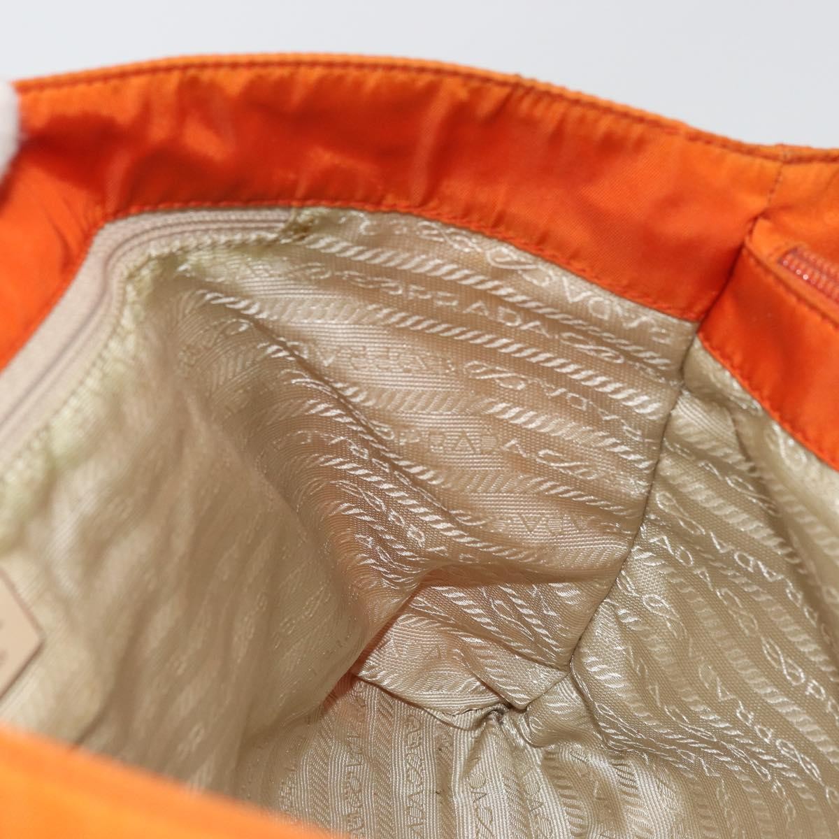Prada PRADA Tote Bag Nylon Orange Silver Authentic 175378