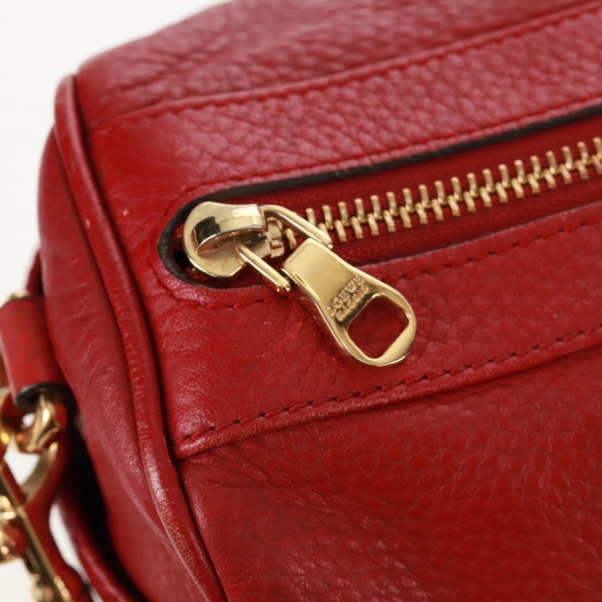 Loewe LOEWE Hand Bag Leather 2way Red Gold Authentic 160175