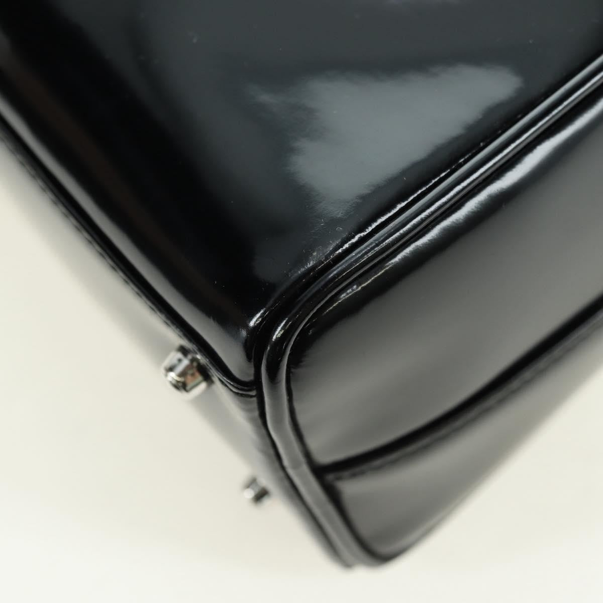 Gucci GUCCI Hand Bag Patent leather 2way Black Silver Authentic 176640