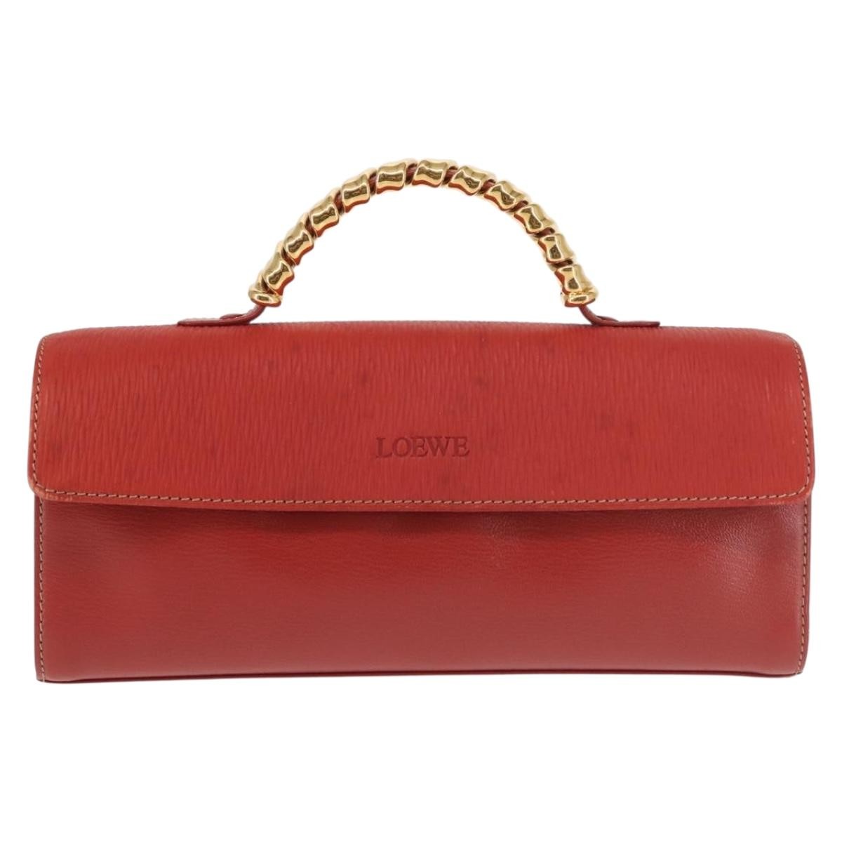 Loewe LOEWE Velazquez Hand Bag Leather Red Gold Authentic BA6367