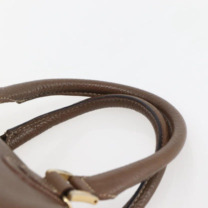 Fendi FENDI Hand Bag Leather Brown Gold Authentic kk558