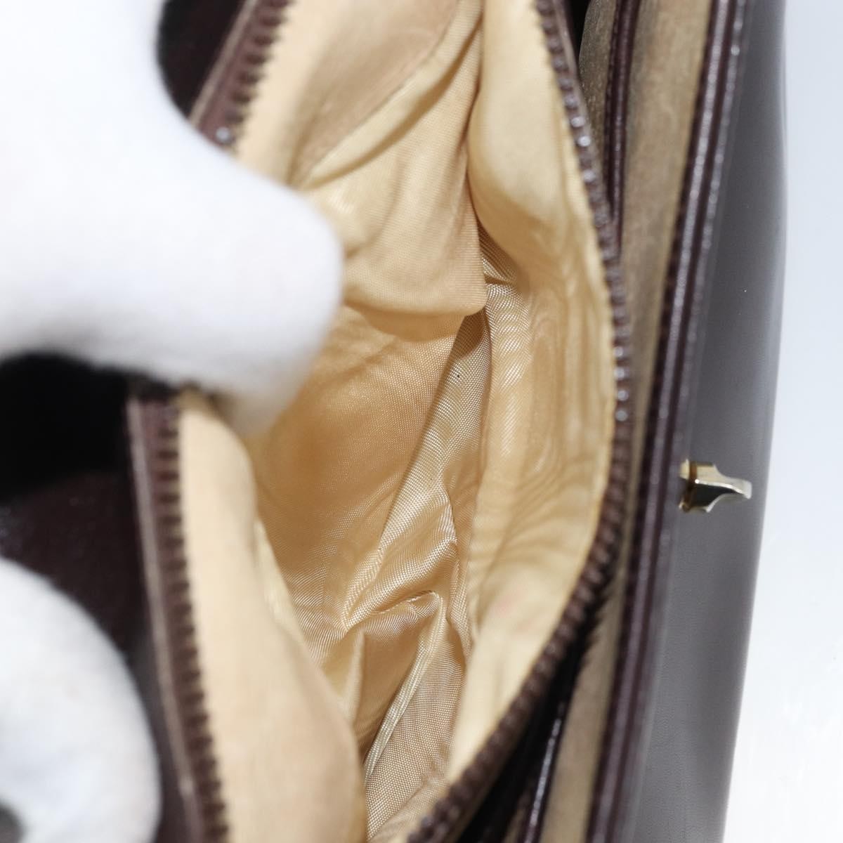 Gucci GUCCI Hand Bag Leather Brown Gold Authentic BAZ167