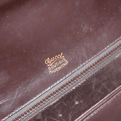 Gucci GUCCI Shoulder Bag Leather Brown Gold Authentic ep13909