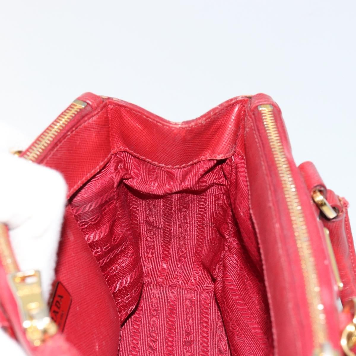 Prada PRADA Hand Bag Safiano leather 2way Red Gold Authentic 179933