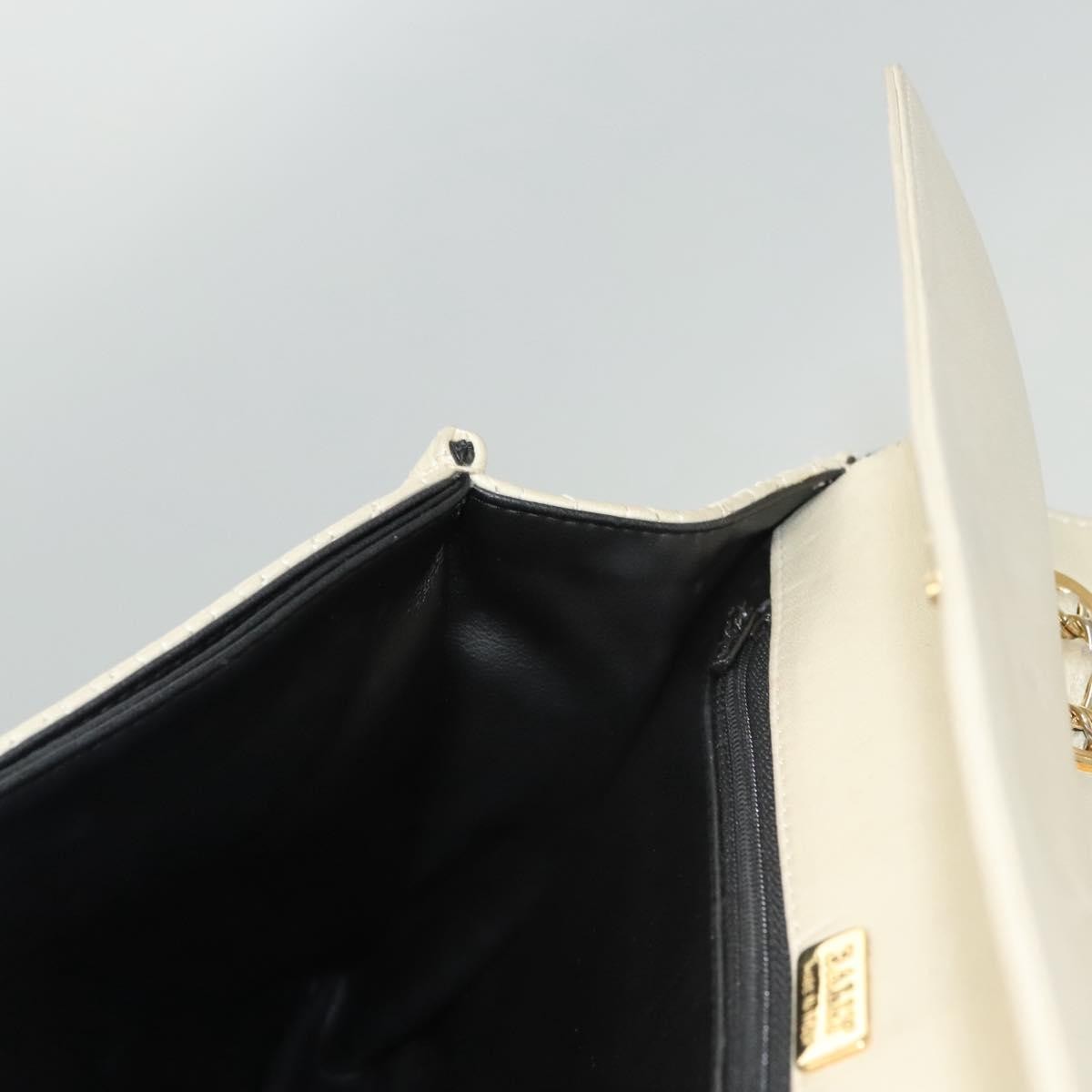 BALLY BALLY Chain Shoulder Bag Leather White Gold Authentic 124788