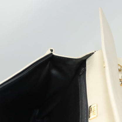 BALLY BALLY Chain Shoulder Bag Leather White Gold Authentic 124788