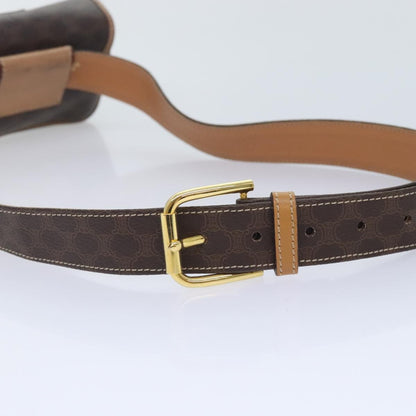Celine CELINE Macadam Canvas Waist bag PVC Leather Brown Gold Authentic yk15121