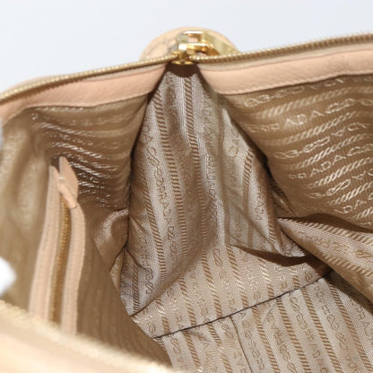 Prada PRADA Hand Bag Leather 2way Beige Gold Authentic ka1190