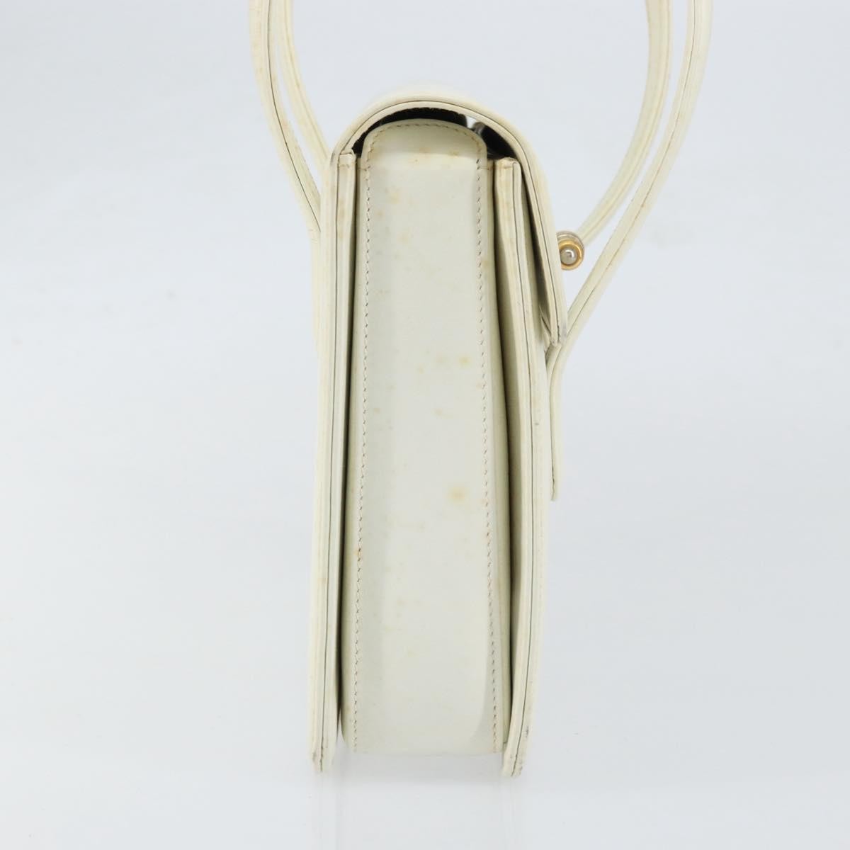 Gucci GUCCI Hand Bag Leather White Gold Authentic 154583