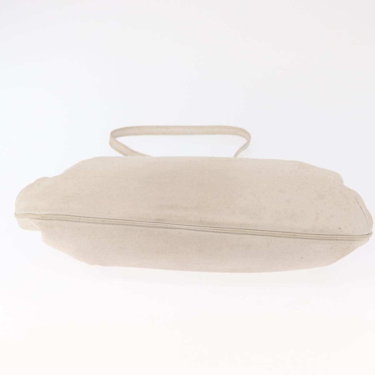 Celine CELINE Shoulder Bag Leather White Gold Authentic 162034