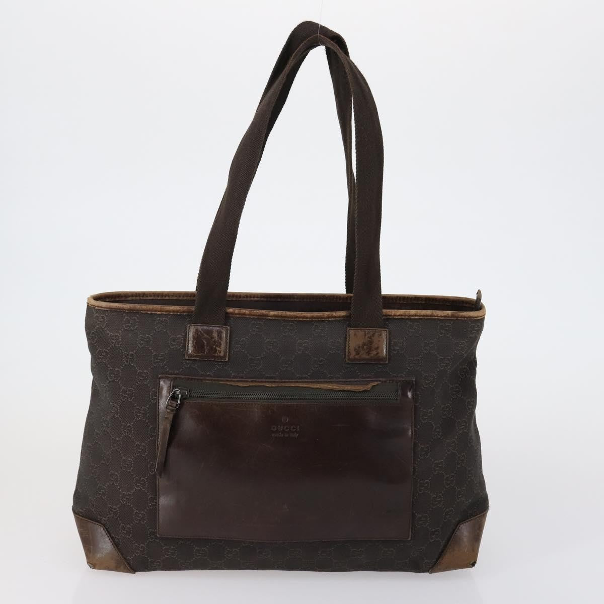 Gucci GUCCI GG Canvas Shoulder Bag Leather 3 Set Beige Dark Brown Authentic 152612