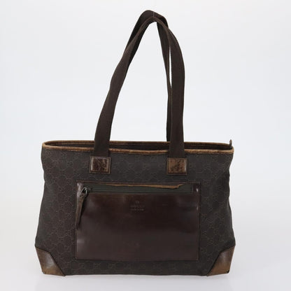 Gucci GUCCI GG Canvas Shoulder Bag Leather 3 Set Beige Dark Brown Authentic 152612