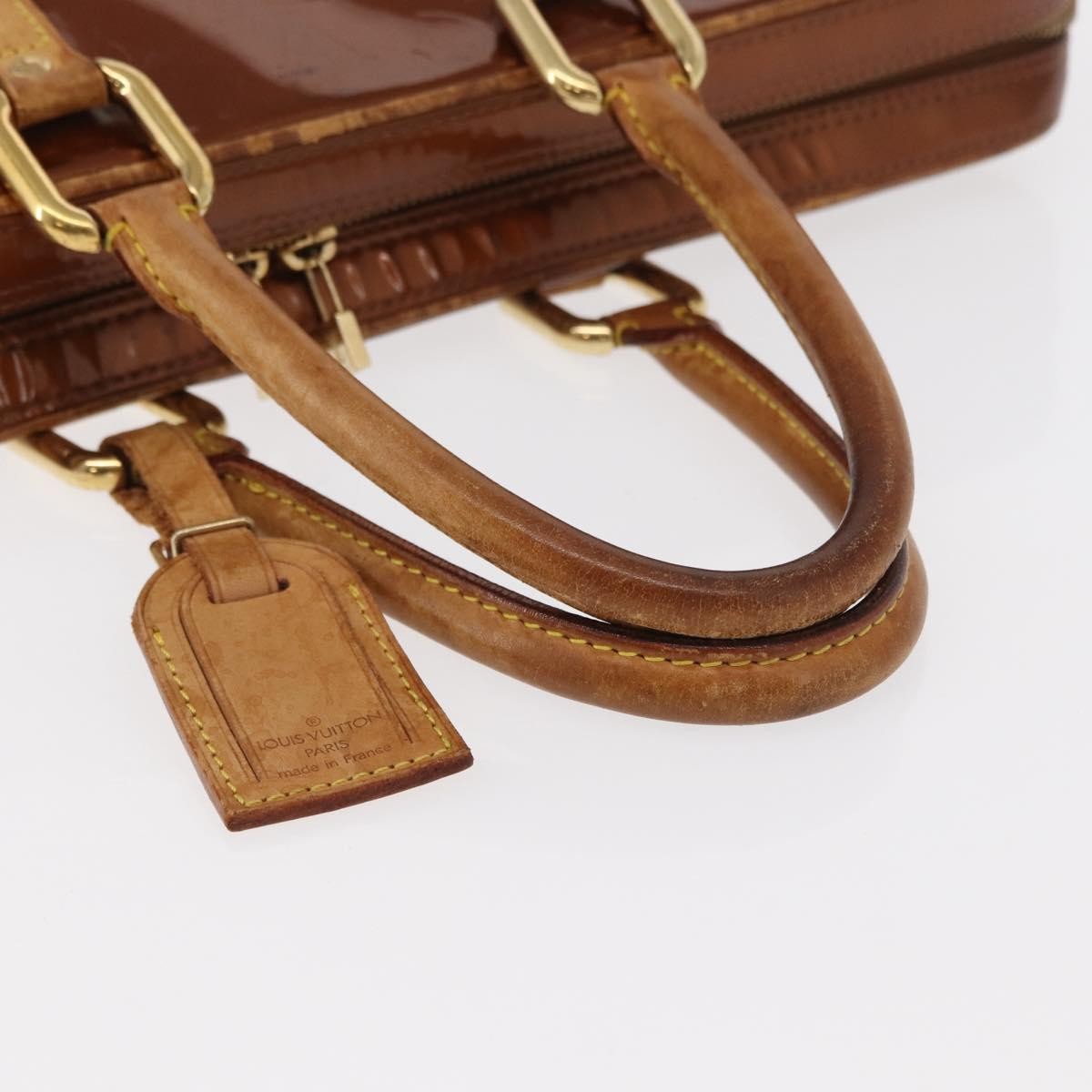 Louis Vuitton LOUIS VUITTON Monogram Vernis Van Damme Hand Bag Bronze M91125 LV Authentic BA8606