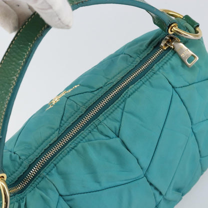Prada PRADA Shoulder Bag Nylon Turquoise Blue Gold Authentic 148398