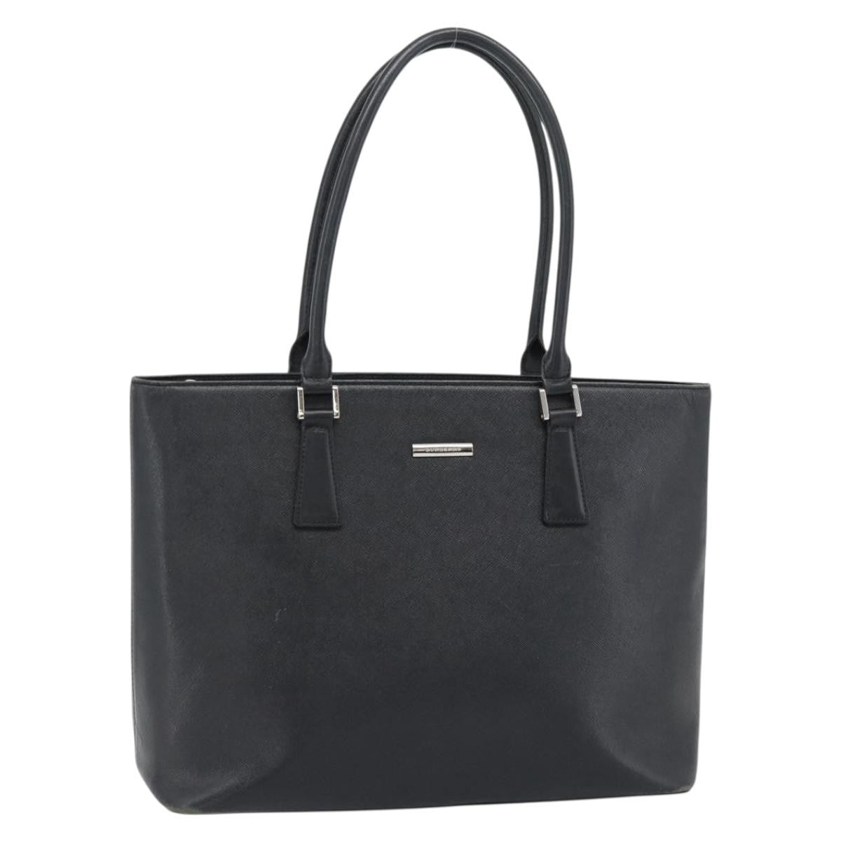 Burberry BURBERRY Tote Bag Leather Black Silver Authentic 182424
