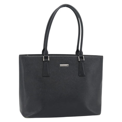 Burberry BURBERRY Tote Bag Leather Black Silver Authentic 182424