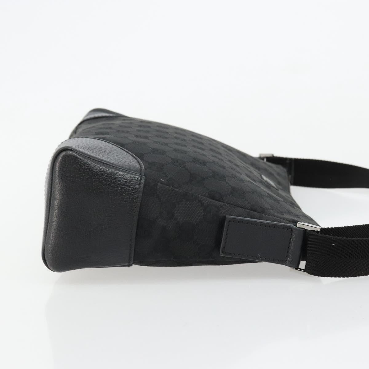 Gucci GUCCI GG Canvas Shoulder Bag Black Silver 114273 Authentic ep14561