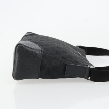 Gucci GUCCI GG Canvas Shoulder Bag Black Silver 114273 Authentic ep14561