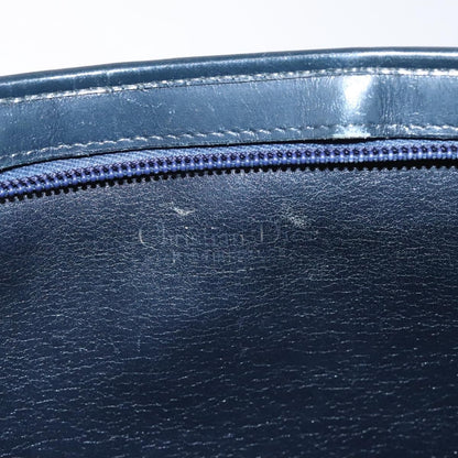 Dior Christian Dior Trotter Canvas Hand Bag Navy Gold Authentic MX415