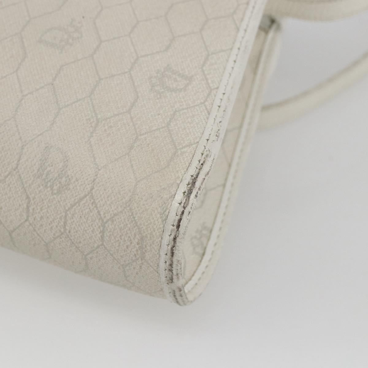 Dior Christian Dior Honeycomb Canvas Shoulder Bag PVC White Gold Authentic 170899