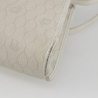 Dior Christian Dior Honeycomb Canvas Shoulder Bag PVC White Gold Authentic 170899