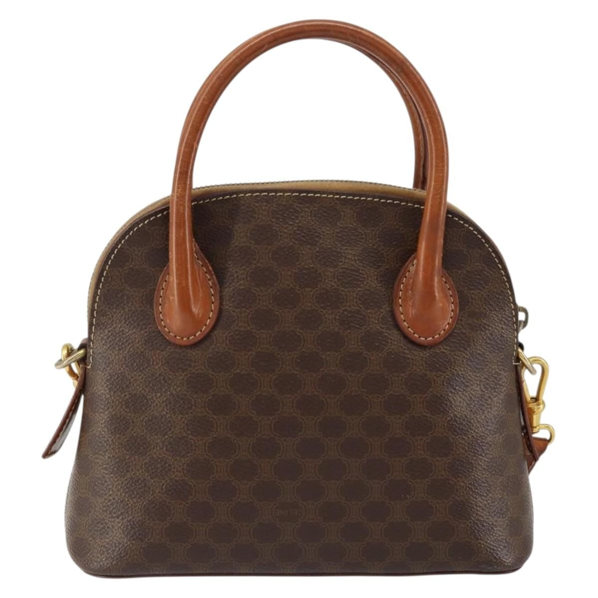 Celine CELINE Macadam Canvas Hand Bag PVC 2way Brown Gold Authentic 151939