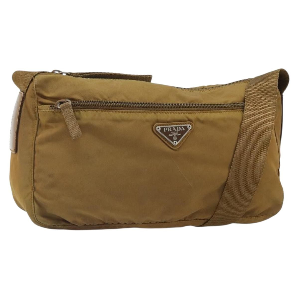 Prada PRADA Shoulder Bag Nylon Beige Silver Authentic 161725