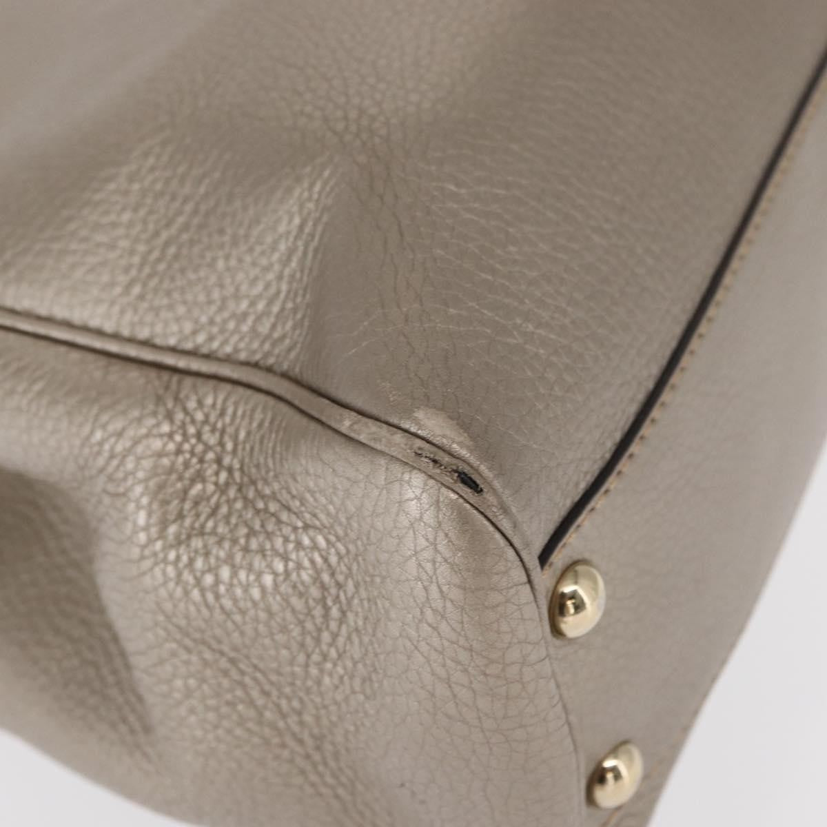 Gucci GUCCI Bamboo Hand Bag Leather Silver Gold 336032 Authentic ep12914