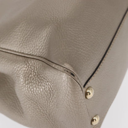 Gucci GUCCI Bamboo Hand Bag Leather Silver Gold 336032 Authentic ep12914