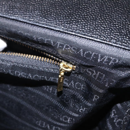 Versace VERSACE Tote Bag Leather Black Gold Authentic BA8013