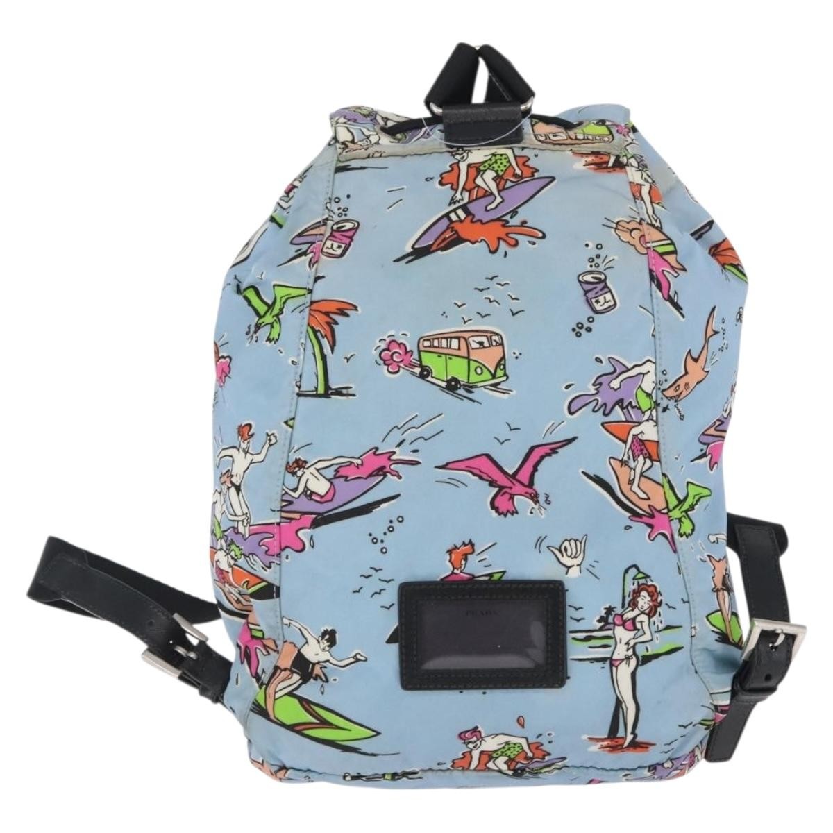 Prada PRADA Backpack Nylon Light Blue Silver Authentic LNZ330 Bag