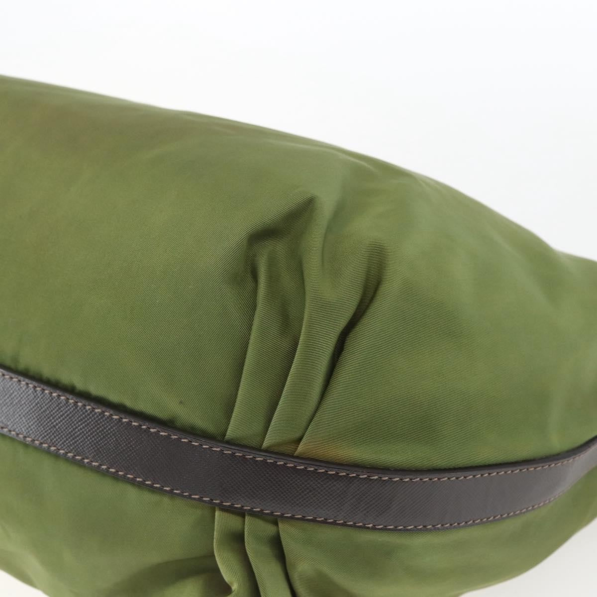 Prada PRADA Shoulder Bag Nylon Leather Khaki Gold Authentic 165173