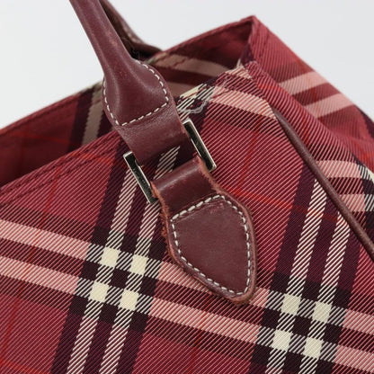 Burberry BURBERRY Nova Check Blue Label Hand Bag Nylon Red Silver Authentic bs34679