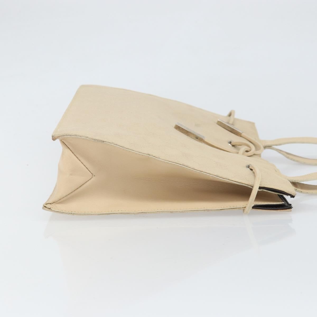 Gucci GUCCI GG Canvas Tote Bag Beige Silver 002 1053 Authentic 170373