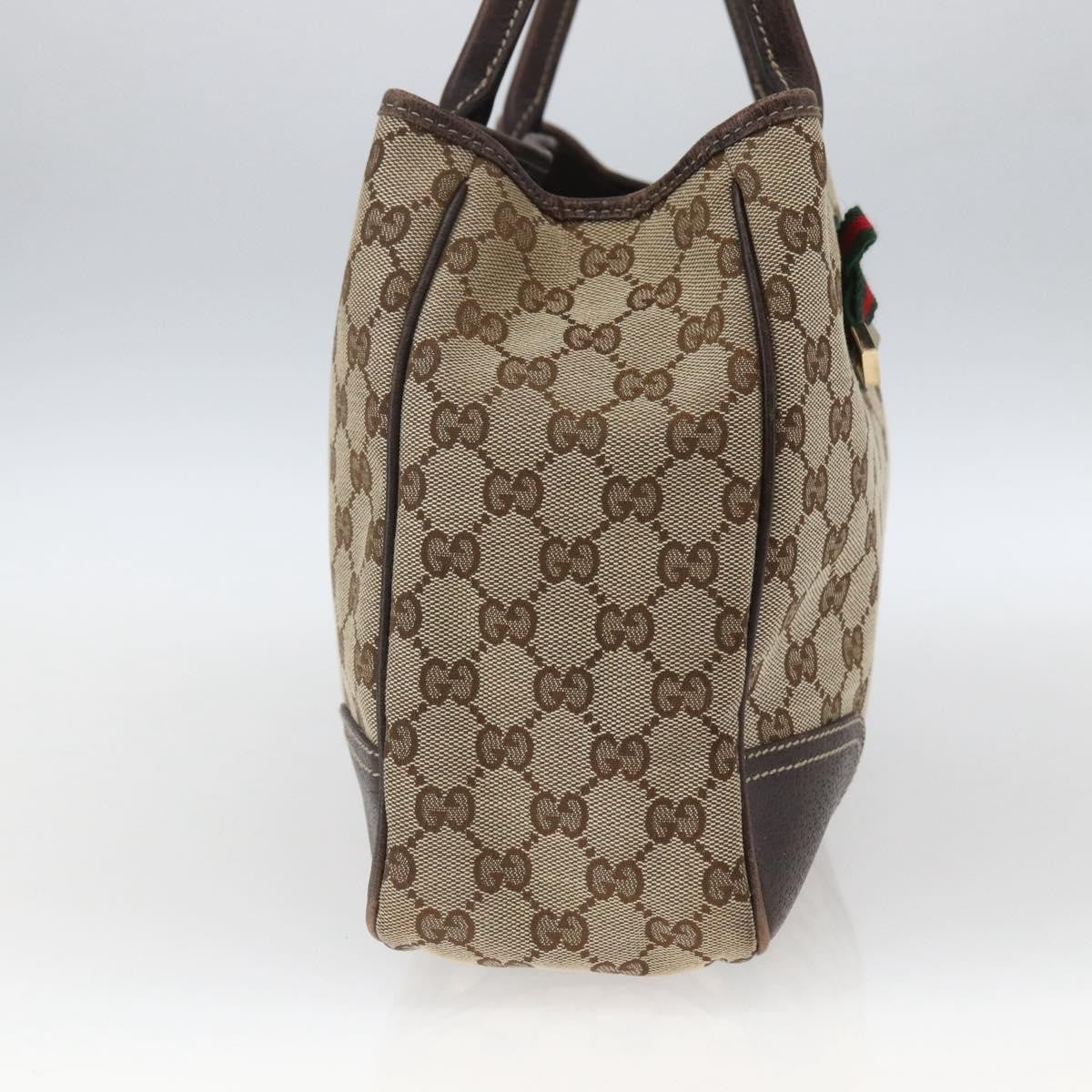 Gucci GUCCI Pretty GG Canvas Web Sherry Line Hand Bag Beige Gold 163805 Authentic 168668