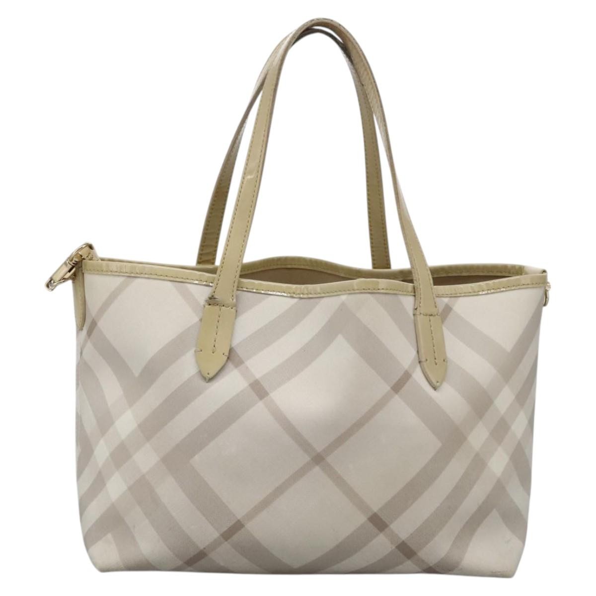 Burberry BURBERRY Nova Check Tote Bag PVC Beige Authentic ti2855