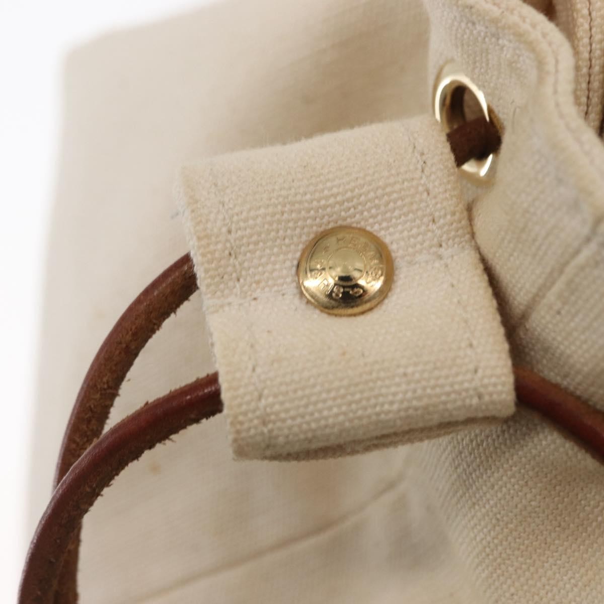 Hermès Hermès HERMES Porochon Mimir GM Shoulder Bag Canvas White Gold Authentic ka758