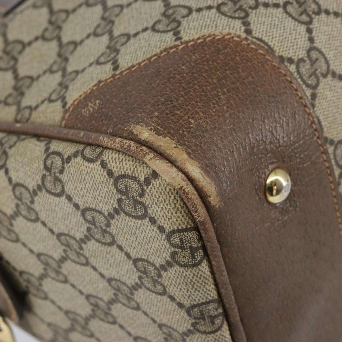 Gucci GUCCI GG Supreme Boston Bag PVC Beige Gold Authentic 156838